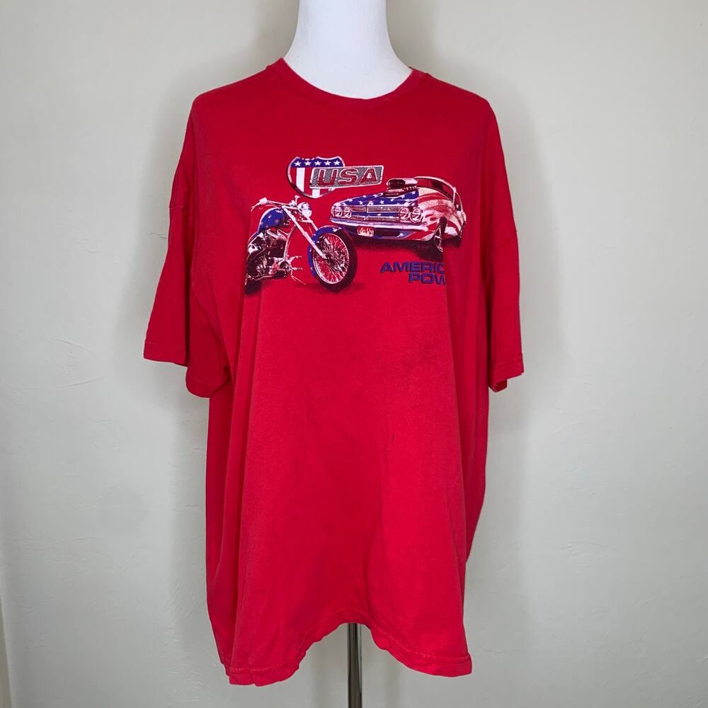 Vintage  USA Power Car Motorcycle Graphic Tee T Shirt Sz XXL